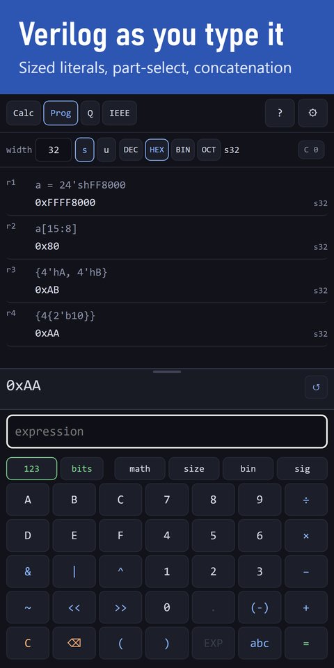 Prog mode at width 32: the rows a = 24'shFF8000 giving 0xFFFF8000, a[15:8] giving 0x80, {4'hA, 4'hB} giving 0xAB and {4{2'b10}} giving 0xAA.